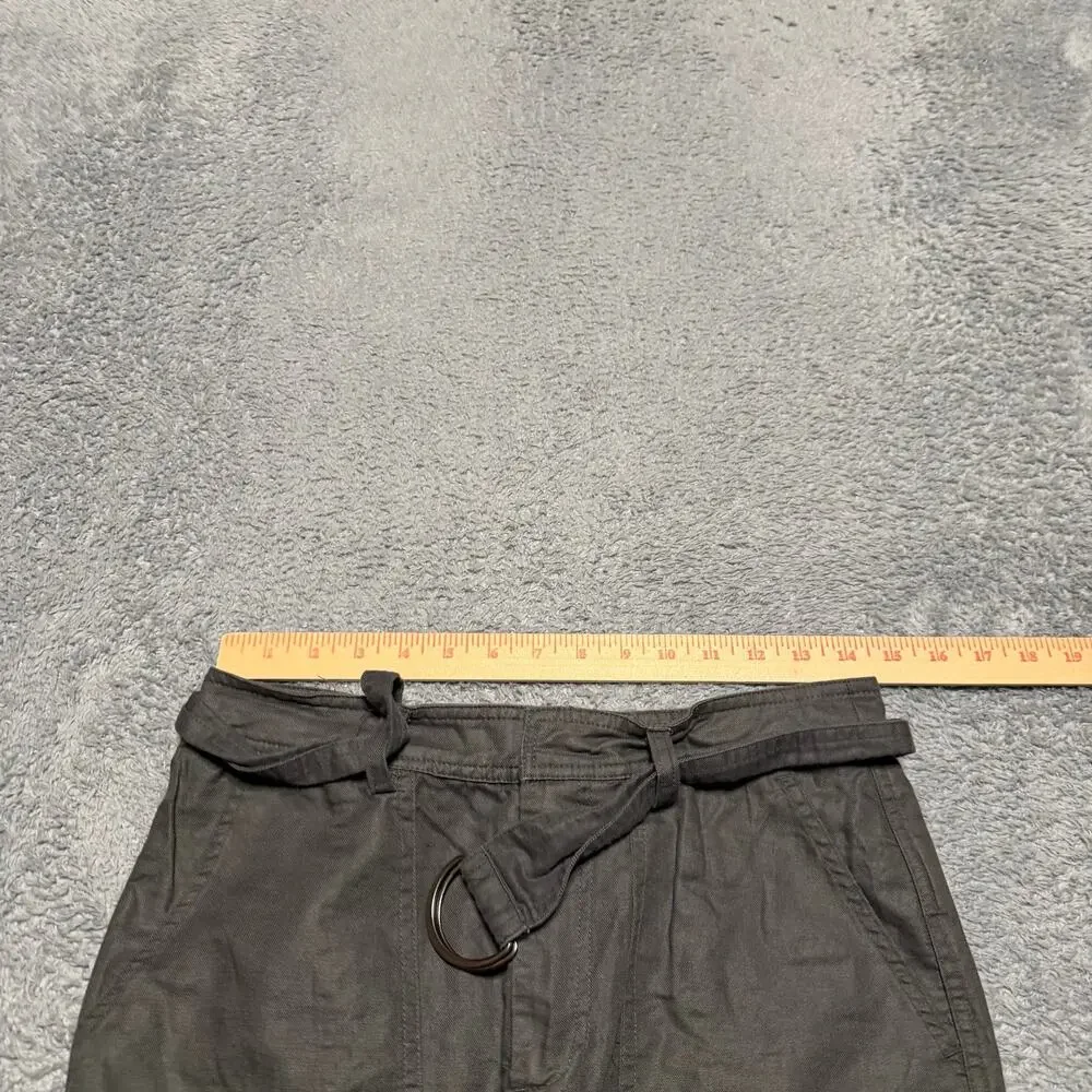 Quince Pants Womens Medium Gray Cargo Linen Blend Utility Pocket Tapered Ankle